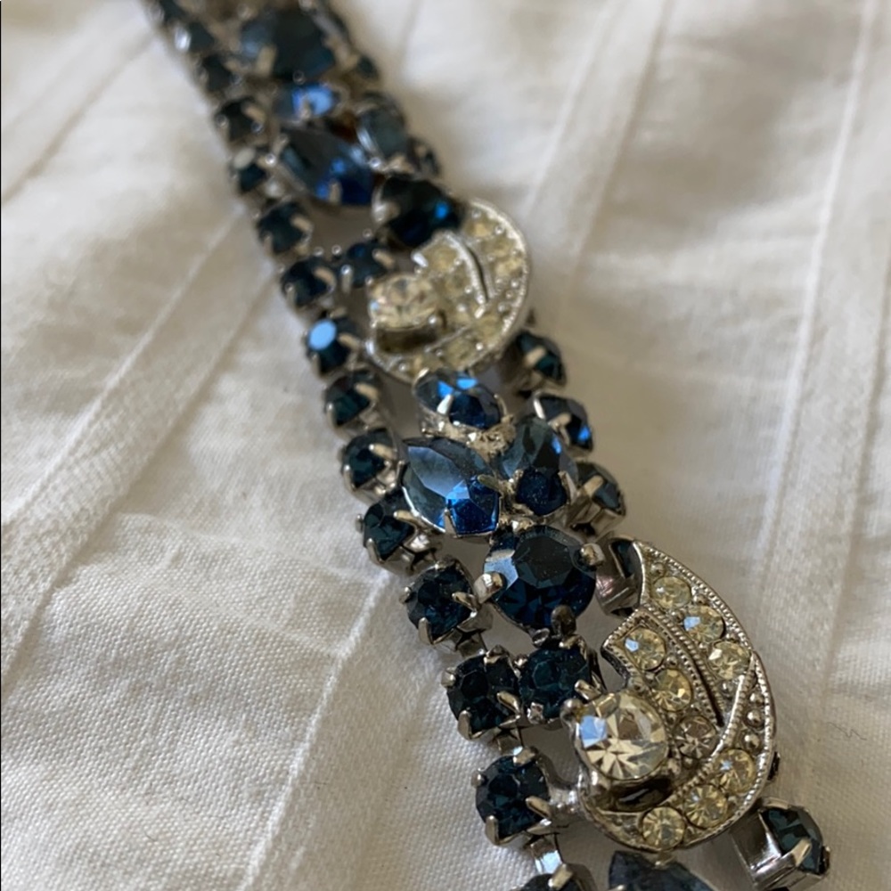 Vintage Blue Rhinestone Bracelet - Picture 6 of 10